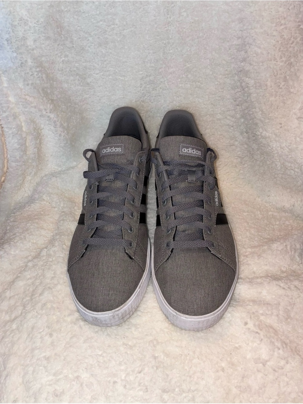 adidas Gray Low-Top Men's Sneakers with Black Stripes
